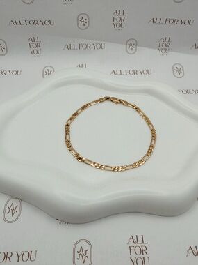 18K Gold Filled Figaro Bracelet | 8" Classic Chain |3mm Width